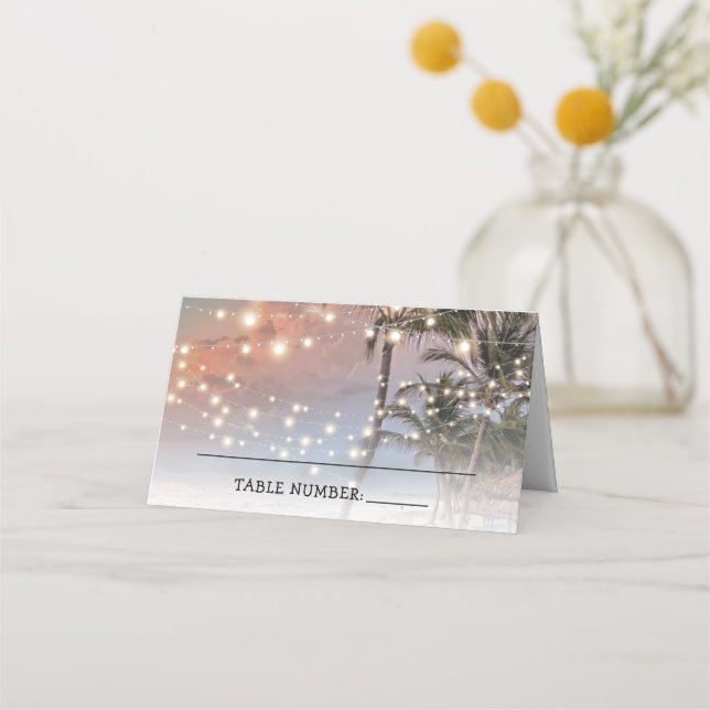 Carte De Placement Carte Mariage Tropical Beach Lights (Devant)