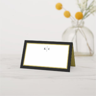 Carte De Placement Carte Monogramme Black Gold Table Place