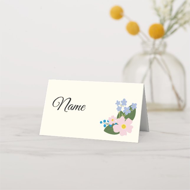 Carte De Placement Carte Place du nom de la fleur rose (Devant)