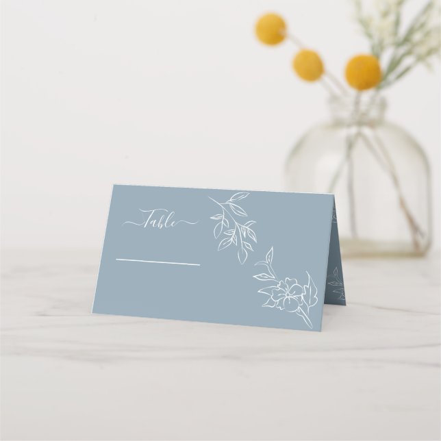 Carte De Placement Carte Place Mariage bleu Dusty (Devant)