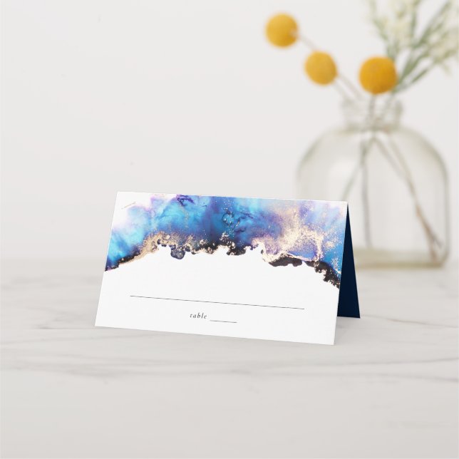 Carte De Placement Carte Place Mariage Blue Gold (Devant)