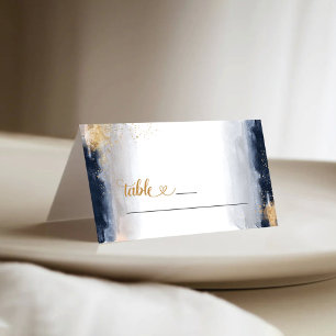 Carte De Placement Carte Place pliée Mariage Marine et Gold