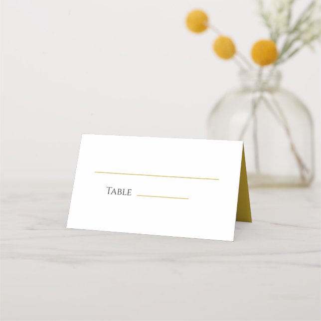 Carte De Placement Carte Place pliée métal or et Mariage blanc (Devant)