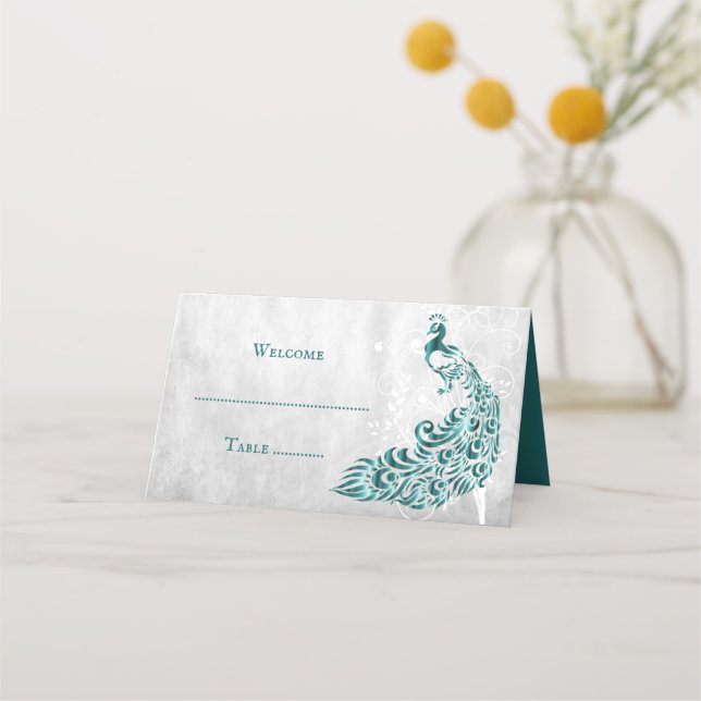 Carte De Placement Carte Place Réception Vine Peacock turquoise (Devant)