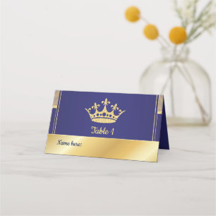Carte De Placement Carte Place - Royal Gold Blue Prince King thème
