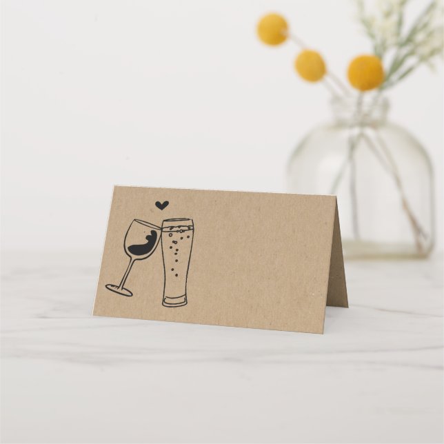 Carte De Placement Carte Place Style Tente Pliée Vin & Bière Toast (Devant)