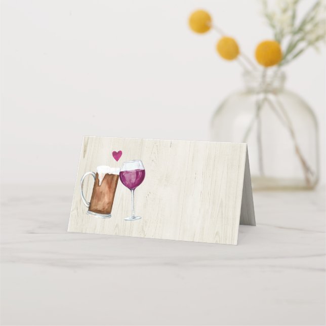 Carte De Placement Carte Place Style Tente Pliée Vin & Bière Toast (Devant)