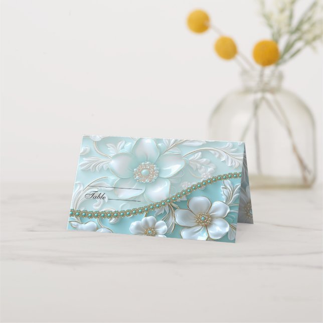 Carte De Placement Carte turquoise Floral Place (Devant)