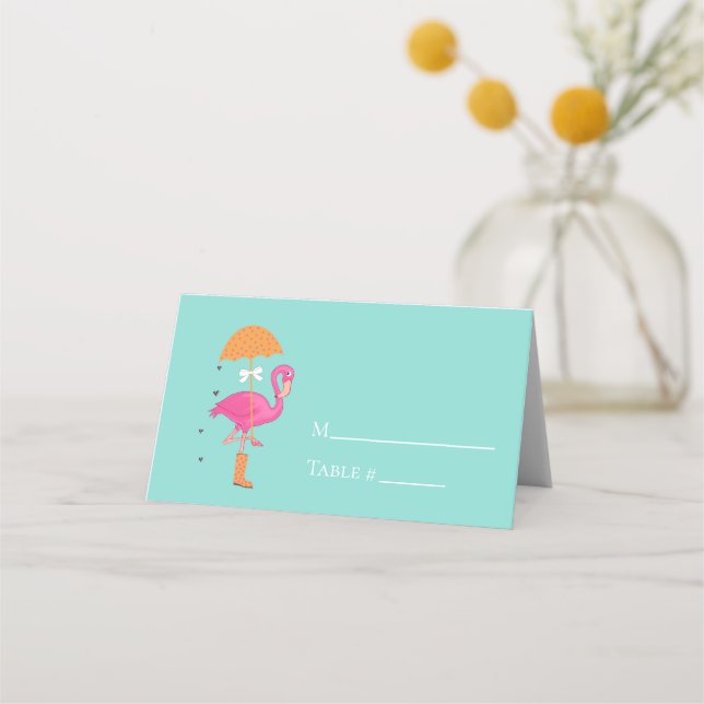 Carte De Placement Carton de mariage Flamingle Bridle Baby Shower Par (Devant)