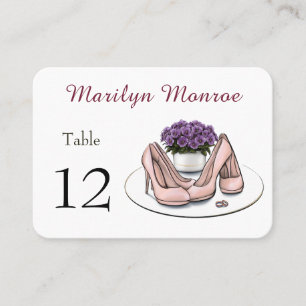 Carte De Placement Carton de table de mariage lesbien Fleurs Violette