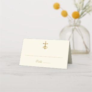 Carte De Placement Catholique Vintage Élégant Simple Mariage Carte Pl