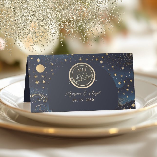 Carte De Placement Celestial Navy Gold Wedding (Créateur téléchargé)