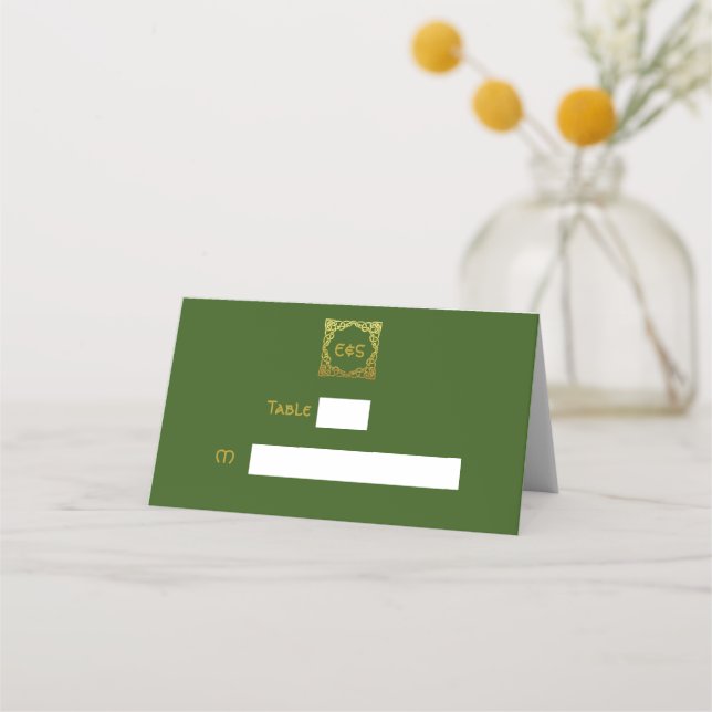 Carte De Placement Celtique Mariage Vert Faux Or Celtique noeud (Devant)