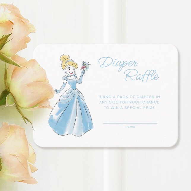 Carte De Placement Cendrillon | Fille Baby shower Déchets Raffle (Raffle Card on table)