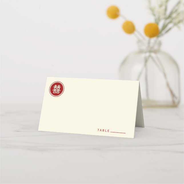 Carte De Placement Cercle rouge double bonheur Mariage chinois modern (Devant)