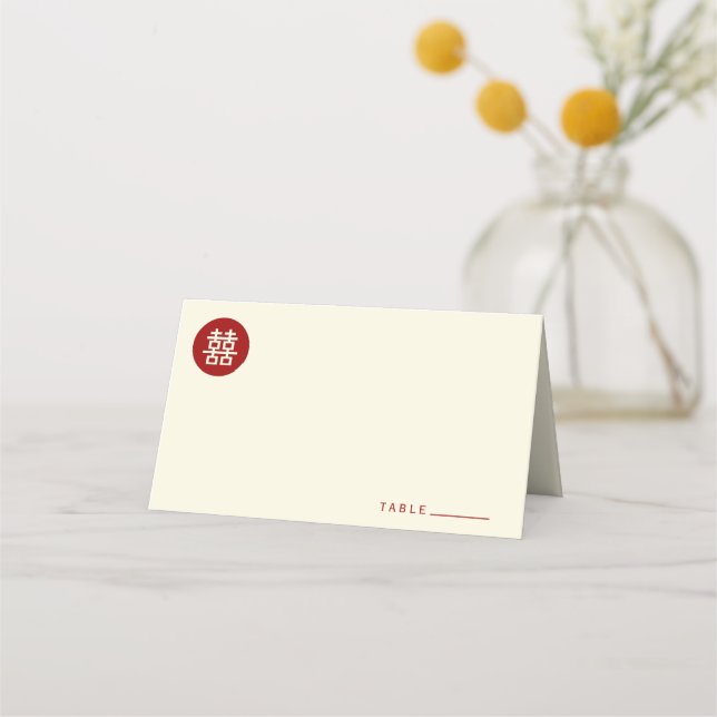 Carte De Placement Cercle rouge double bonheur Mariage chinois modern (Devant)