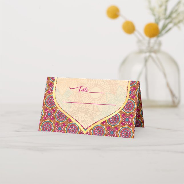 Carte De Placement Cerise mandala rangoli mehndi table (Devant)