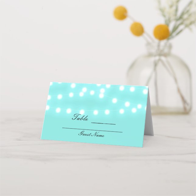 Carte De Placement Chaîne bleu turquoise Lumières Élégante Table (Dos)