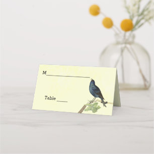 Carte De Placement Chanter Black Bird Caterpillar sur Branche Jaune