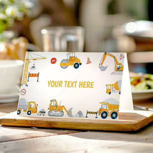Carte De Placement Chariot de construction Anniversaire Tente de nour