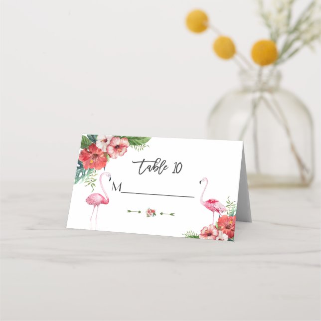 Carte De Placement Charm Luau Flamant rose Tropical Floral Mariage (Dos)