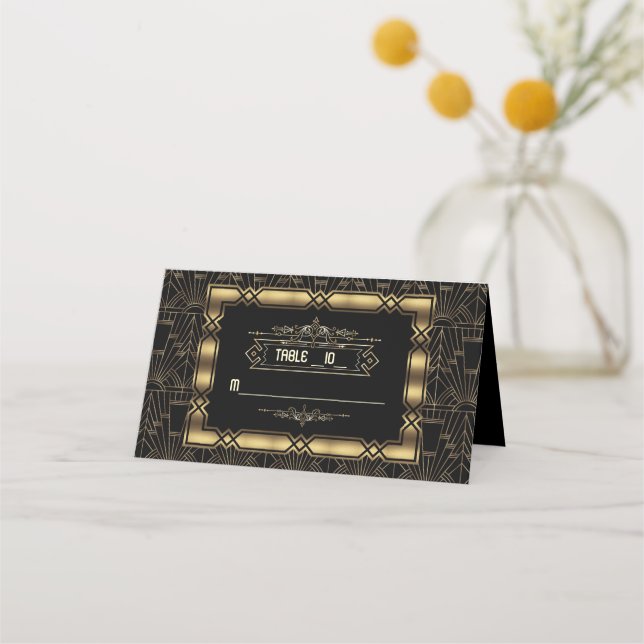 Carte De Placement Charme Art Déco Great Gatsby Mariage Numéro de tab (Devant)