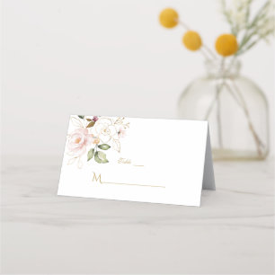 Carte De Placement Charme Rose Blush Floral Gold Frame Numéro de tabl