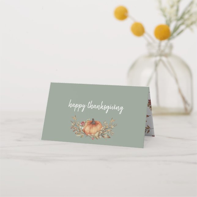 Carte De Placement Charming Sage Automne Citrouille Thanksgiving Dîne (Devant)