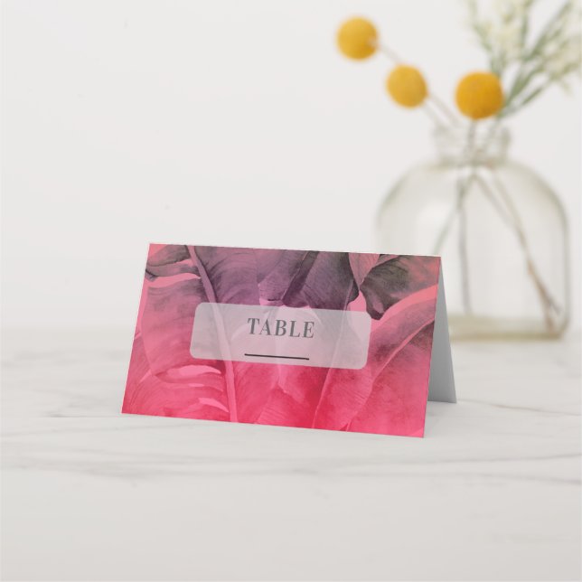 Carte De Placement Chaud rose Tropical Summer Luau Mariage Table (Devant)