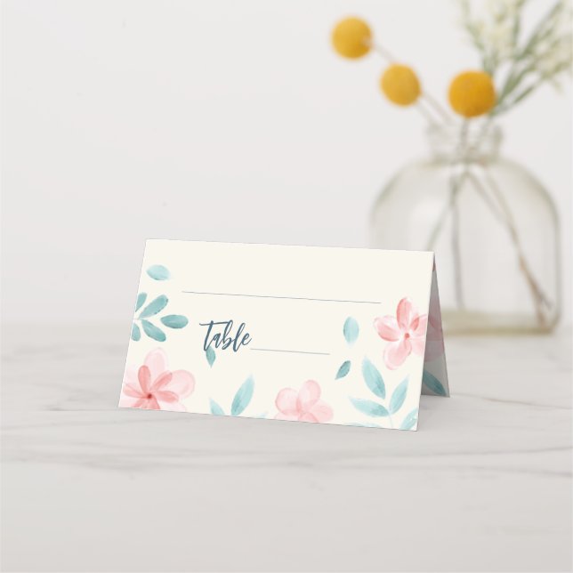 Carte De Placement Chic Aquarelle mariage rose (Devant)