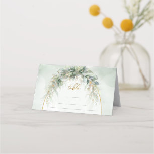 Carte De Placement Chic aquarelle verdure et cadre or carte place