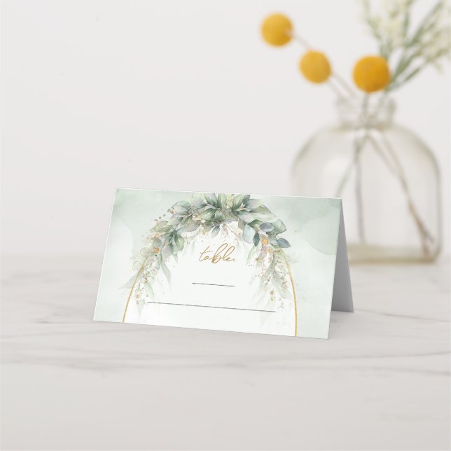 Carte De Placement Chic aquarelle verdure et cadre or carte place (Devant)