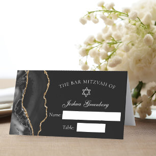 Carte De Placement Chic Black Gold Bar Mitzvah Place Card