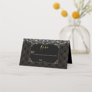 Carte De Placement Chic Black Gold Great Gatsby Art Déco Mariage des