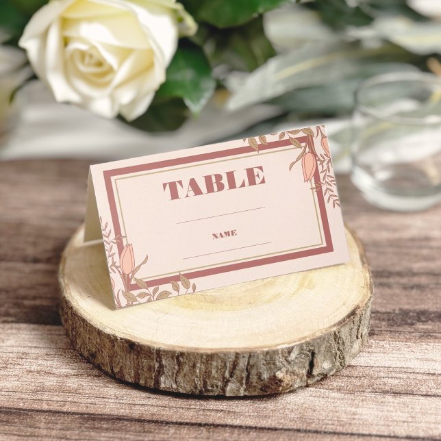 Carte De Placement Chic Boho Blush Beige Plié Mariage Carte Place (Créateur téléchargé)