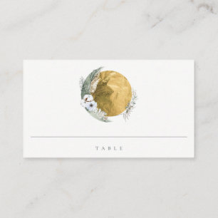 Carte De Placement Chic Boho Gold Saga Green Floral Wreath Mariage