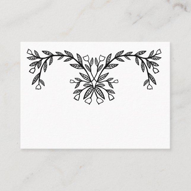 Carte De Placement Chic cadre floral élégant Botanique Custom B&W (Devant)