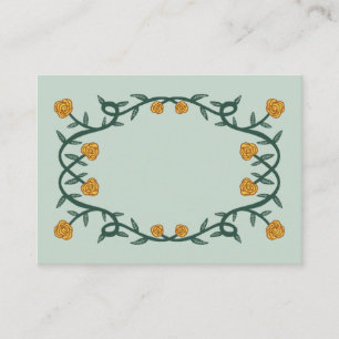 Carte De Placement Chic cadre Rose élégant Botanique Floral GreenGold