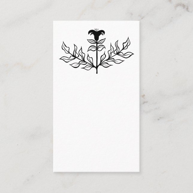 Carte De Placement Chic Elegant Simple Noir & Blanc Lily Line Art (Devant)