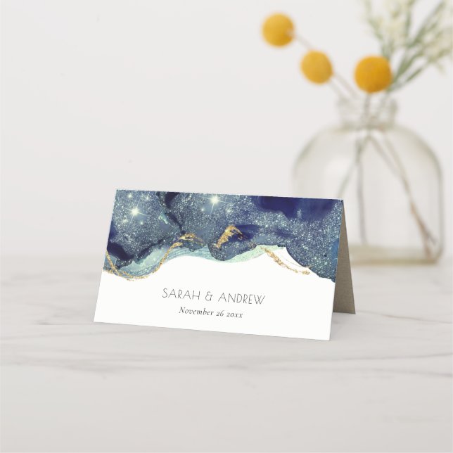 Carte De Placement Chic Fluid Abstrait Enk Gold Parties scintillant M (Devant)