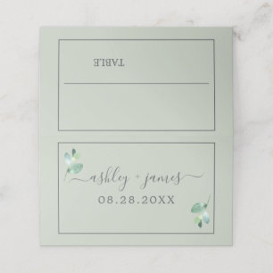 Carte De Placement Chic Foliage Pastel Vert Mariage personnalisé