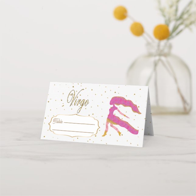 Carte De Placement Chic Gold Virgo Zodiac Anniversaire (Devant)