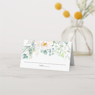 Carte De Placement Chic ivoire Peony blanc Floral Eucalyptus Mariage