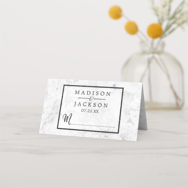 Carte De Placement Chic Marbre blanc Numéro de table Nom du siège (Devant)