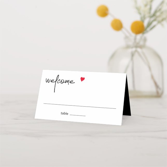 Carte De Placement Chic Modern Welcome Invité Nom de table Paramètre (Devant)