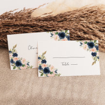 Chic Navy bleu et rose pâle Mariage floral