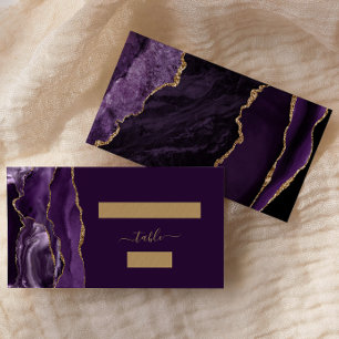Carte De Placement Chic Purple Gold Agate Plum Mariage Escort