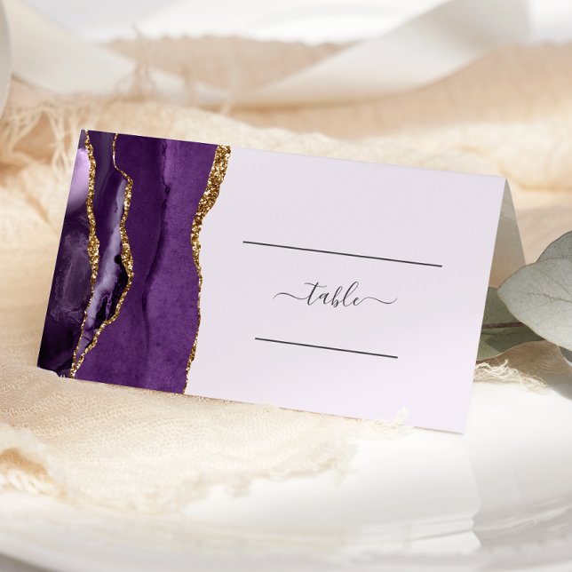 Carte De Placement Chic violet or Agate Lavender Mariage (Créateur téléchargé)