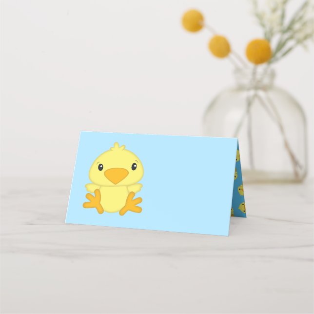 Carte De Placement Chick Baby shower bleu ressort (Devant)