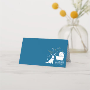 Carte De Placement Chien allemand Baby shower bleu garçon